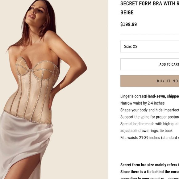 PERFECT CORSET NY- CORSET WITH RHINESTONES BEIGE - Picture 2 of 5